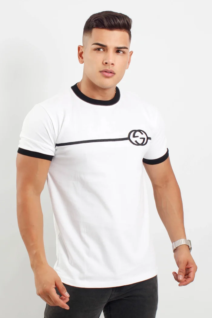 Camiseta para hombre manga corta cuello texturizado GUCCI