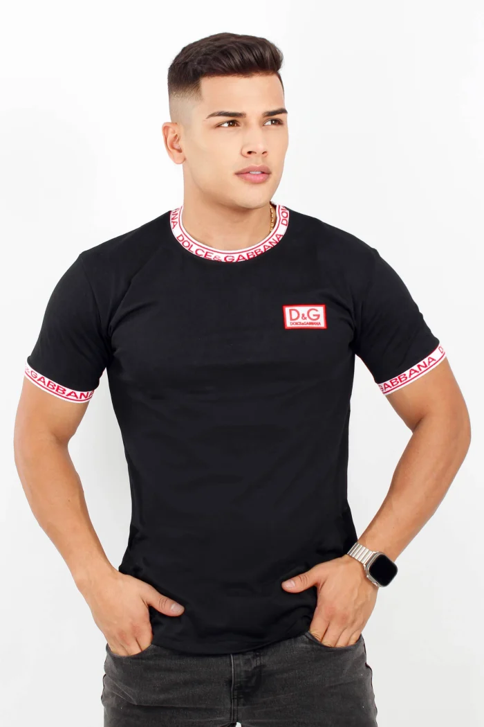 Camiseta para hombre manga corta cuello texturizado DOLCE & GABANNA