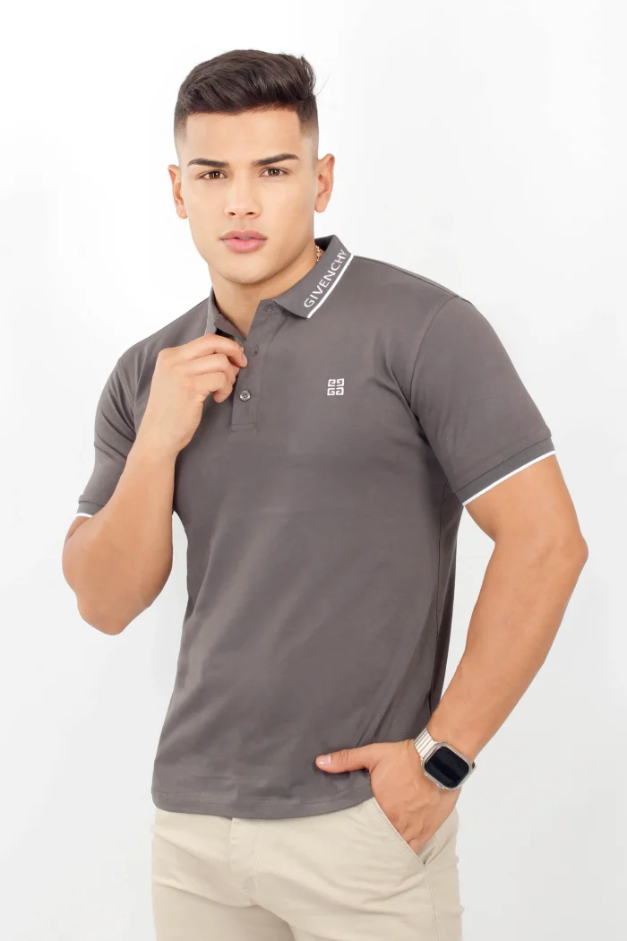Camiseta tipo polo manga corta, cuello texturizado GIVENCHY