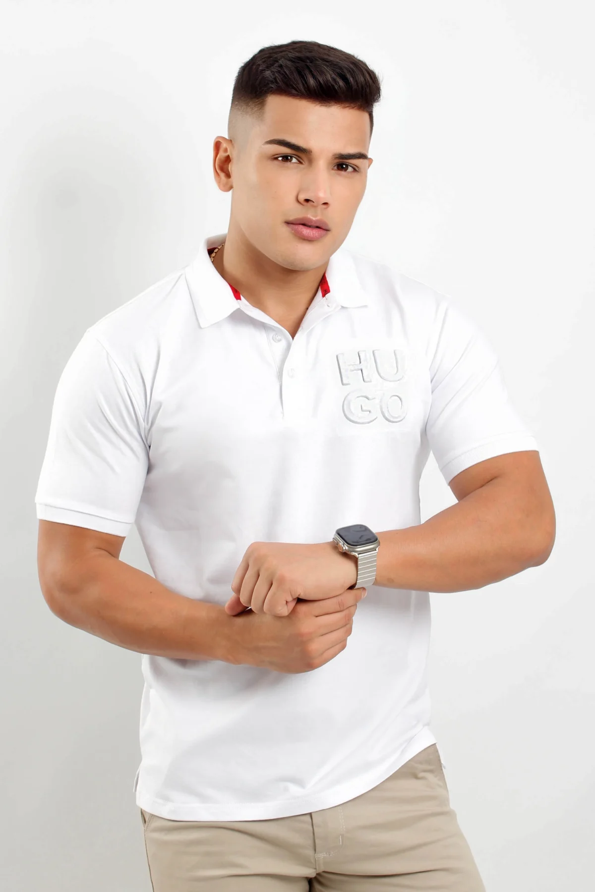 Camiseta tipo polo manga corta, logo texturizado HUGO BOSS
