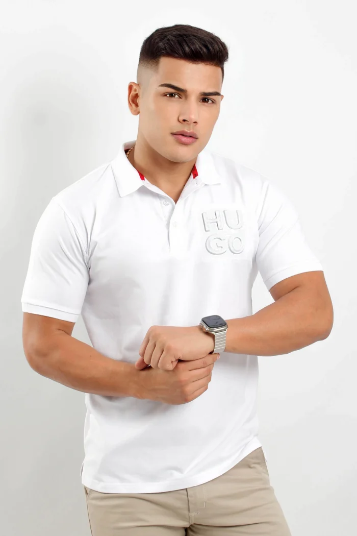Camiseta tipo polo manga corta, logo texturizado HUGO BOSS