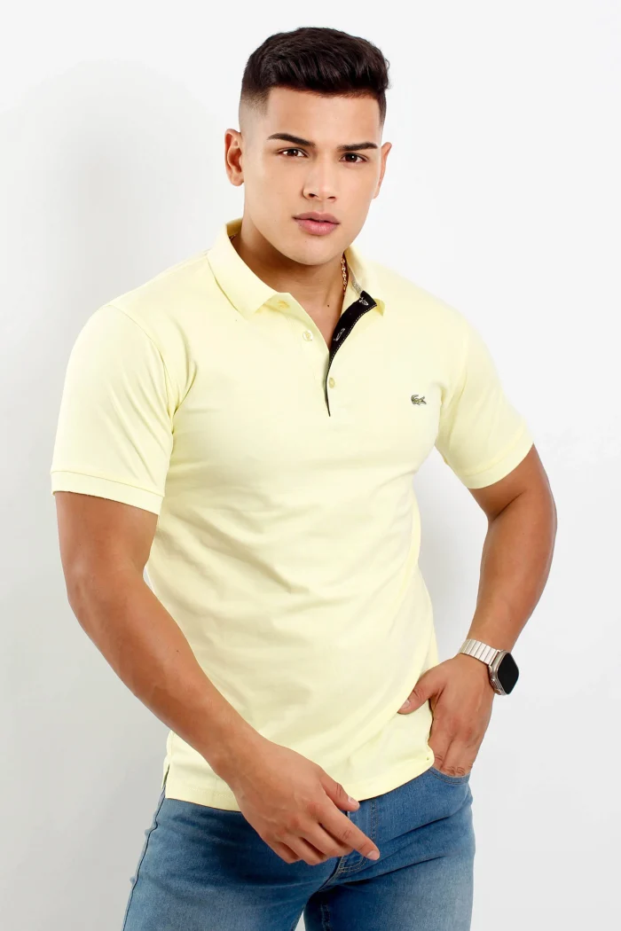 Camiseta tipo polo manga corta, cuello texturizado LACOSTE