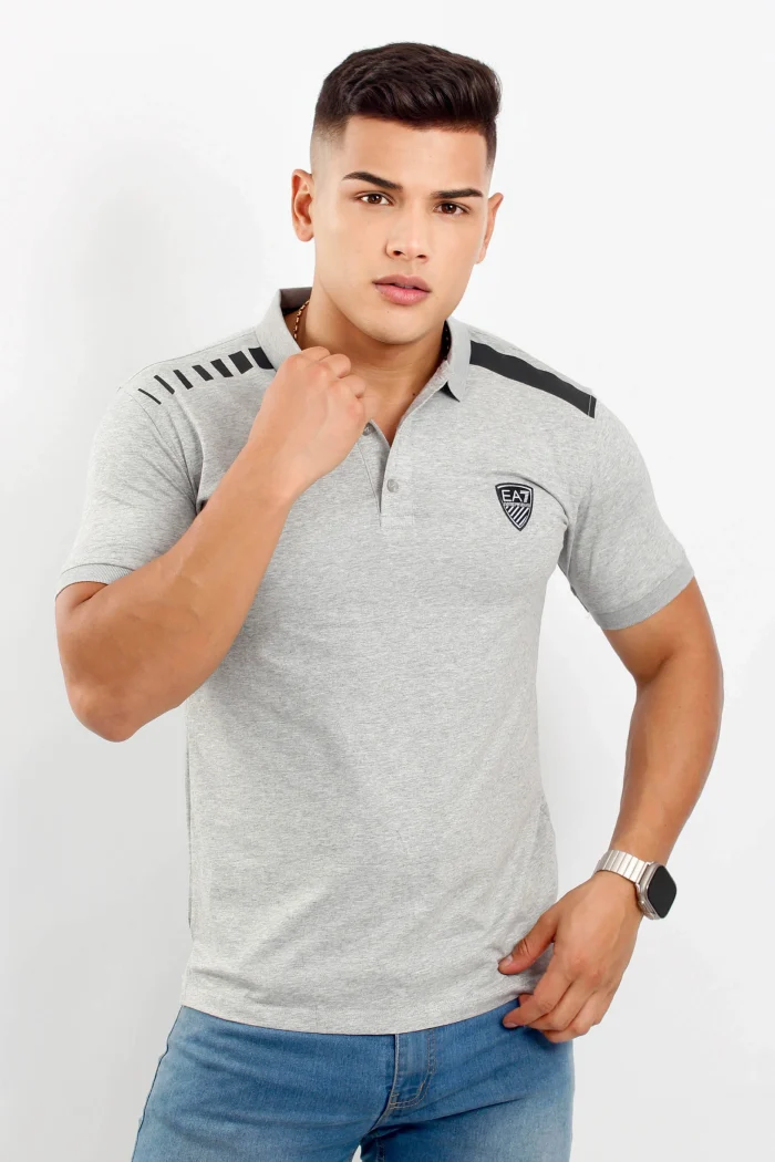 Camiseta tipo polo manga corta, cuello texturizado EMPORIO ARMANI