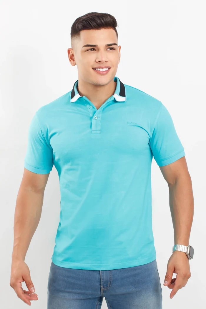 Camiseta tipo polo manga corta, cuello texturizado HUGO BOSS