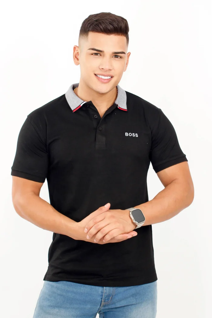 Camiseta tipo polo, manga corta, cuello texturizado galleta HUGO BOSS