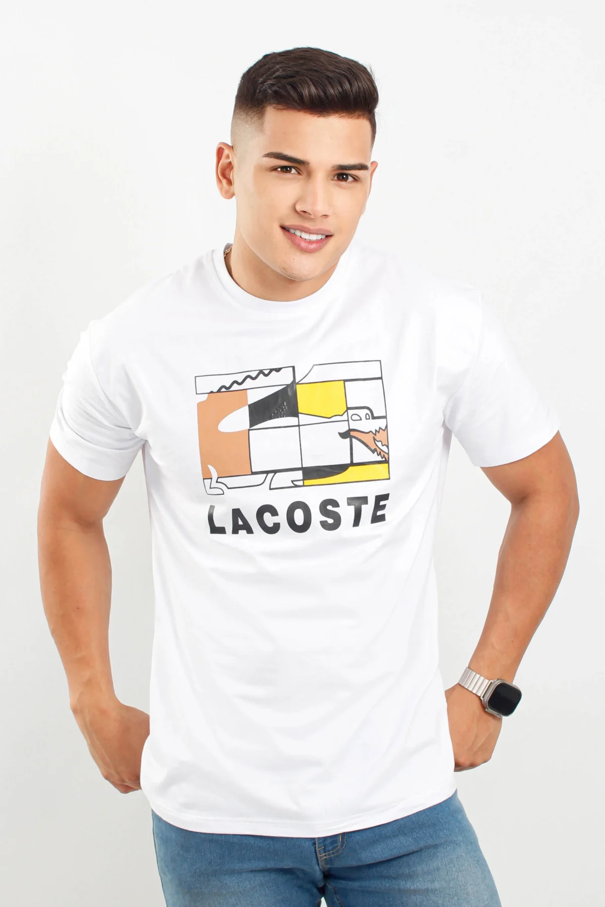 Camiseta manga corta, estampada, cuello redondo LACOSTE