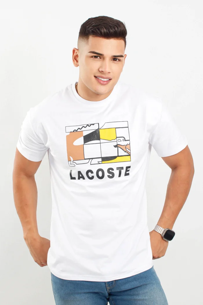 Camiseta manga corta, estampada, cuello redondo LACOSTE
